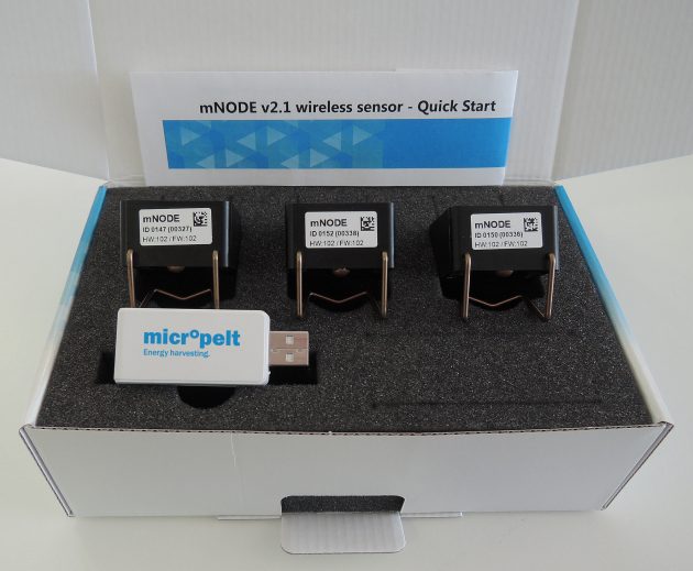  Zum Testen und Evaluieren - das mNode Evaluation Kit mit Funkempfänger und<br /><br /><br /><br /> Auswertungssoftware Scope (Bild: Micropelt GmbH)